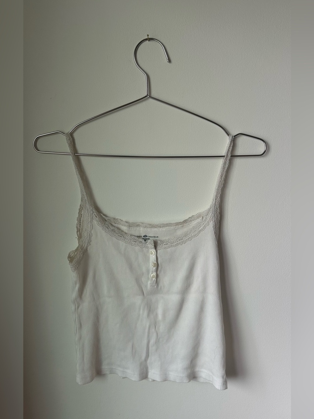 Brandy Melville Cream Lace-Trim Ribbed Camisole